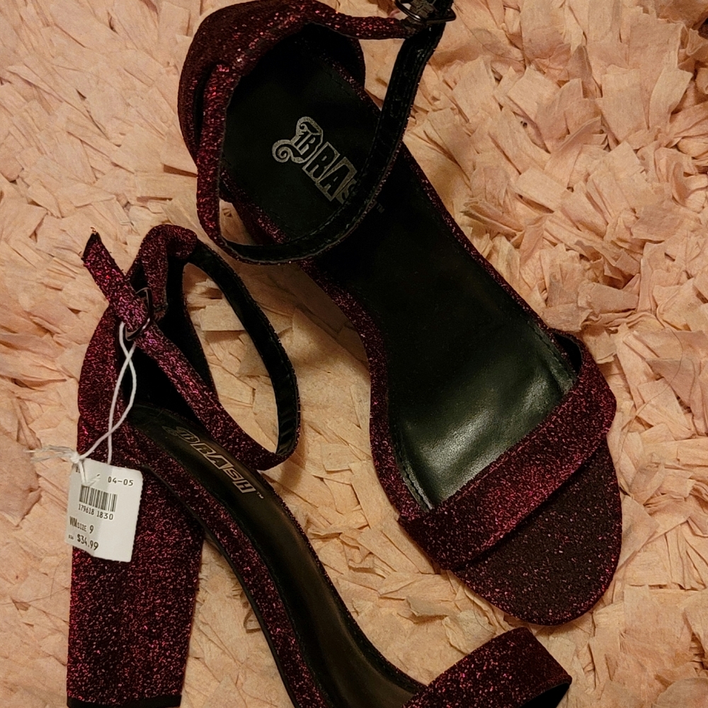 Glitter strappy heels